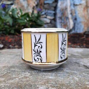 Vintage Sadler Yellow White and Gold Sugar Bowl Pattern 3077